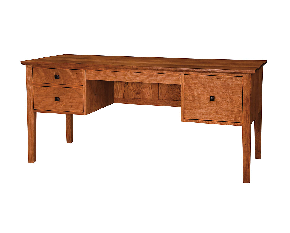 Ironside Desk in Cherry with 1 1/4" Dunning Knobs & File Drawer on Right