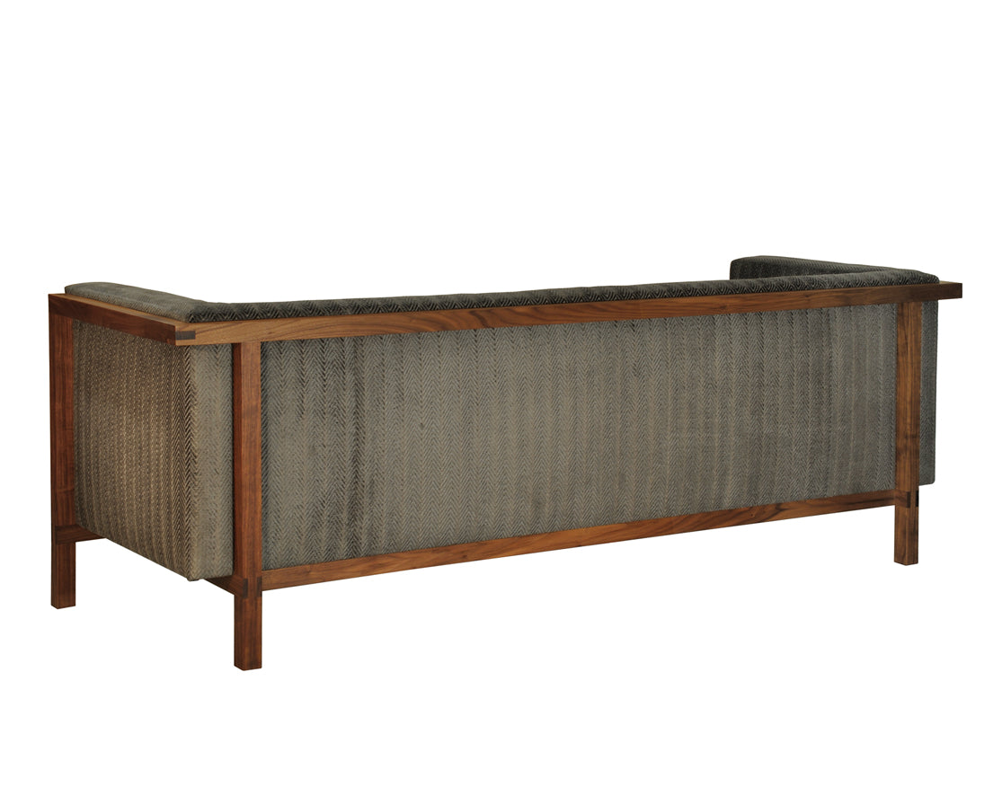 Celilo Sofa Back View in Eastern Walnut with COM Fabric