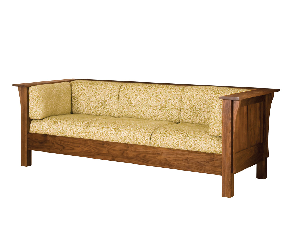 Settle Couch in Eastern Walnut with COM Fabric