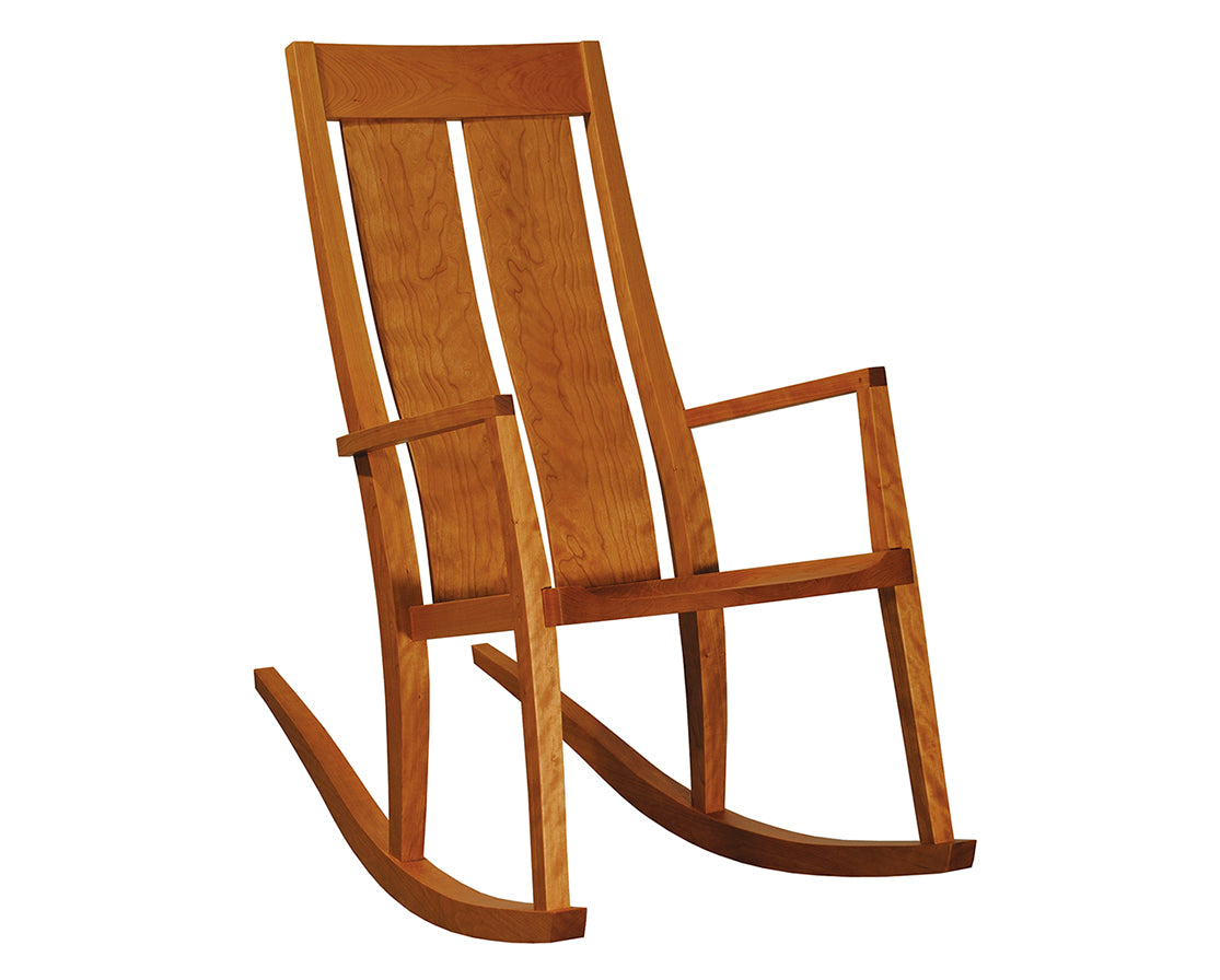 Leon's Rocker in Cherry with Wood Seat and Custom Arm