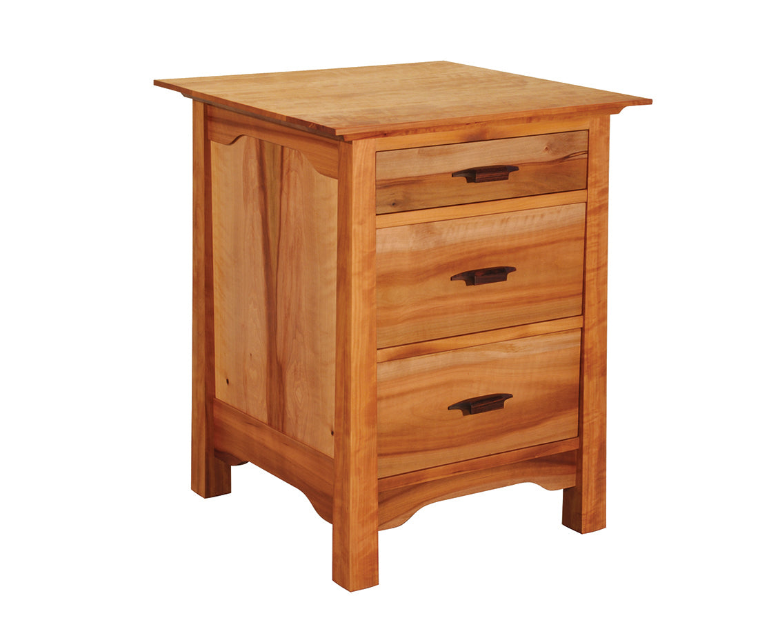 Pacific 3-Drawer Nightstand in Madrone with Western Walnut Yoshinaga Pulls