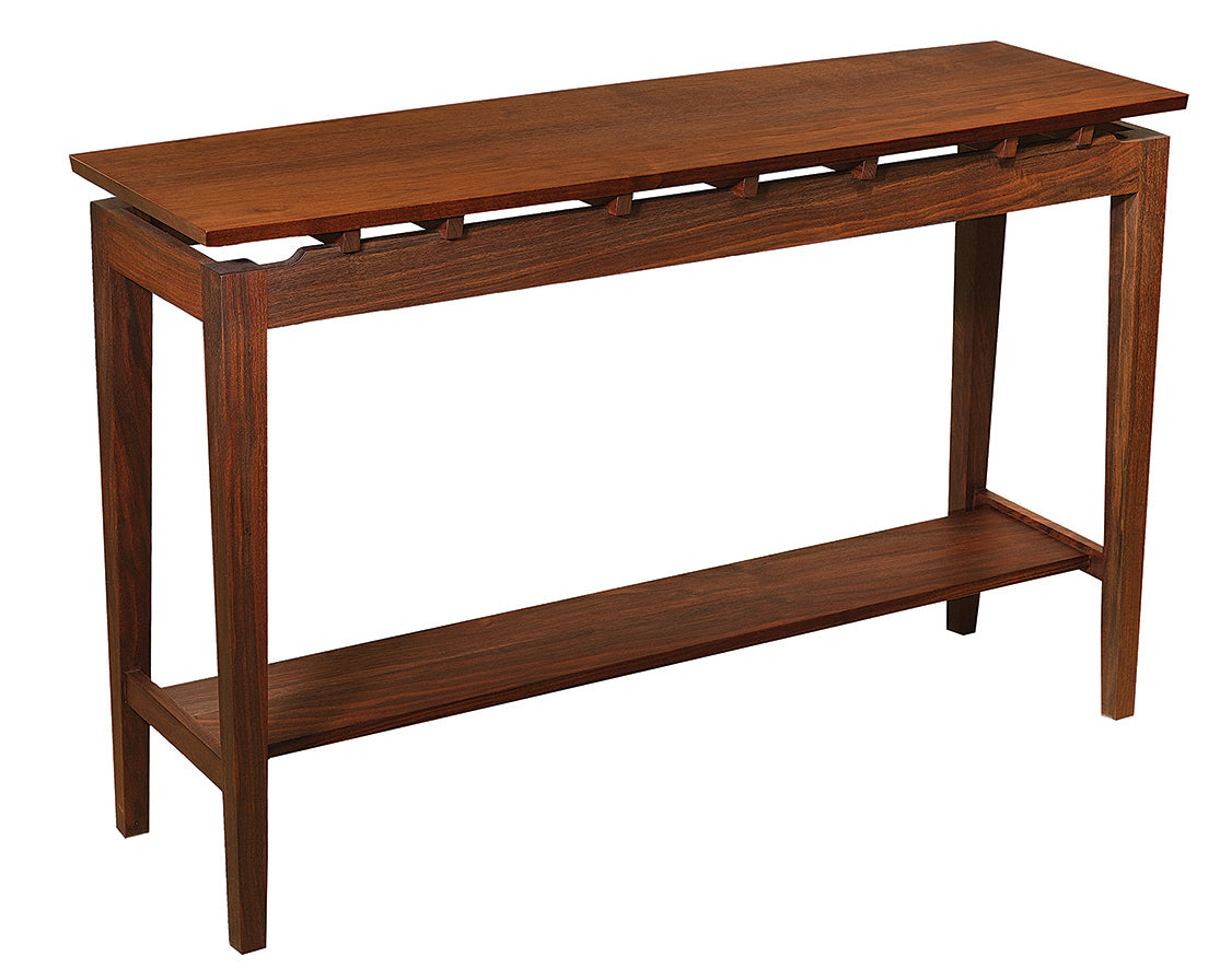 Hochberg Entry Table in Western Walnut with Western Walnut Risers