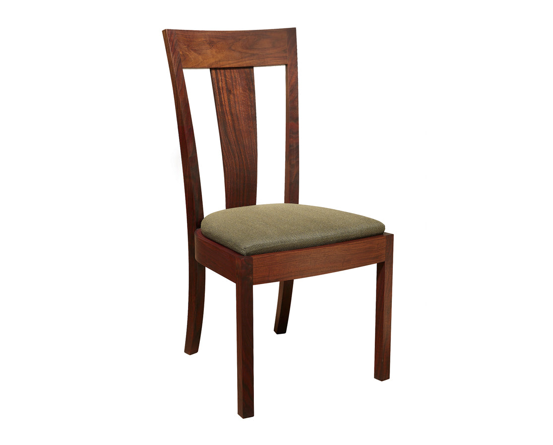 V-Back Side Chair in Western Walnut with COM Fabric