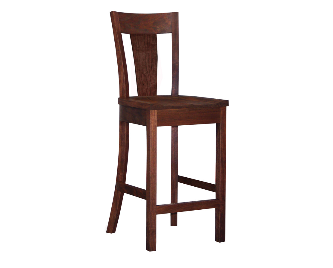 V-back bar stool in Western Walnut