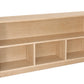 A light natural wood open bookcase with three cubby shelves, shown from a three-quarter angle on a solid white background.