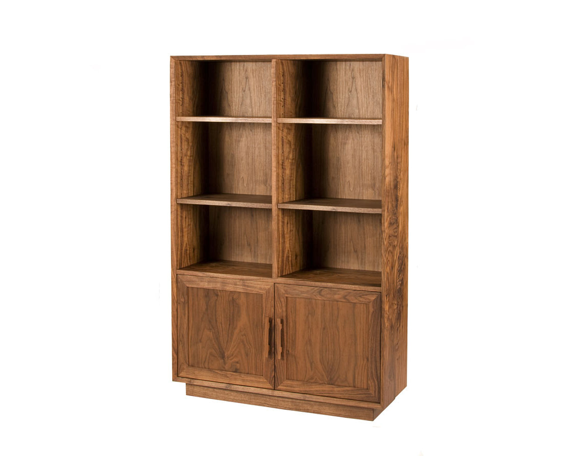 Modern Avocat Bookcase in Eastern Walnut with Mission Pulls