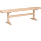 A light natural wood bench with a rectangular seat and two angled support legs connected by a horizontal stretcher bar, shown on a plain white background.