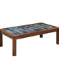 Coffee table with a mosaic tile top on a white background