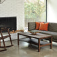 Celilo Sofa in Eastern Walnut with Celilo Coffee Table & Leon Rocker