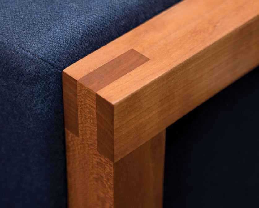 Celilo Sofa Arm detail in Cherry