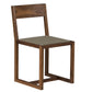 A modern wooden dining chair with a dark brown wood frame and a textured gray fabric seat cushion, shown against a plain white background.