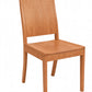 A modern wooden dining chair with a warm honey-oak finish, featuring a tall backrest, square seat, and tapered legs, shown against a plain white background.
