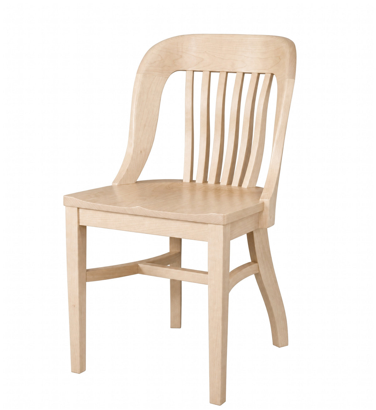 A light natural wood dining chair with a slatted backrest and a square seat, shown against a plain white background.