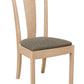 A light natural wood dining chair with a gray upholstered seat cushion, shown against a plain white background.