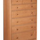 Tall 6 drawer dresser in Cherry finish with wood knobs. Shown on a plain white background.