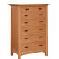 A six-drawer wooden chest of drawers with a Chery finish and dark wood  drawer pulls, shown on a plain white background.