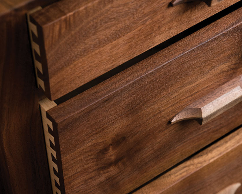 Drawer front detail of Pacific Dresser in Western Walnut