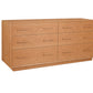 A six-drawer wooden dresser with a Cherry finish and matching wood handles, shown from a three-quarter angle on a white background.