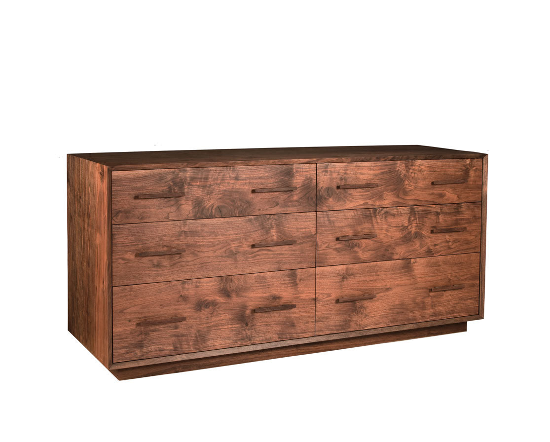 Modern Low 6-Drawer Dresser in Western Walnut with Walnut Mission Pulls