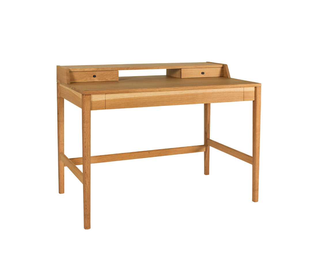 Maud Desk in Oregon White Oak with oil rubbed bronze knob.