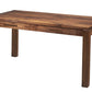 A rectangular wooden writing desk with two drawers and a rich walnut-like finish, shown from a three-quarter angle on a solid white background.