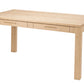 A light natural Maple wood writing desk with three drawers and a rectangular top, shown on a solid white background.