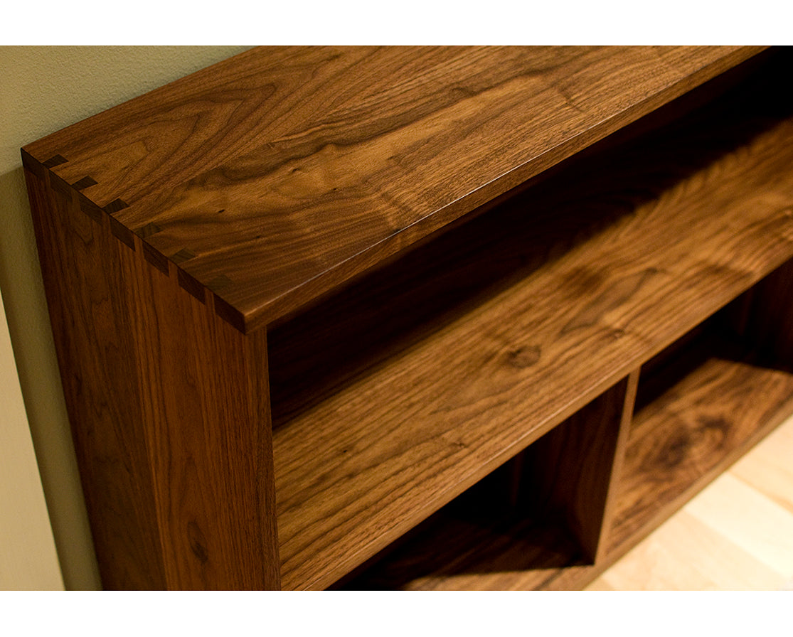 Tansu Bookcase Top Detail in Eastern Walnut