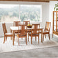 Kenton dining chairs with wood seat in Cherry with Shaker dining table and Whitman Curio