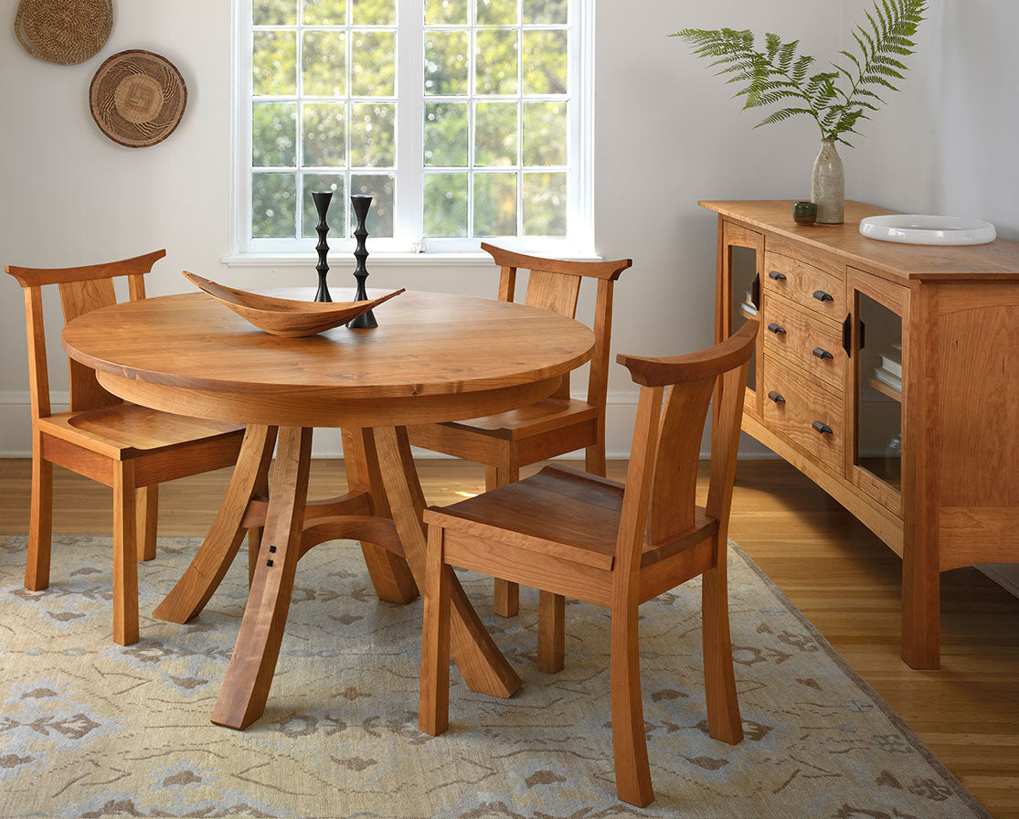 48" Kyoto Dining Table in Cherry with Kyoto Chairs and Alexander Sideboard