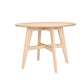 A light Maple wood round dining table with four angled legs and a central crossbar, shown on a plain white background.