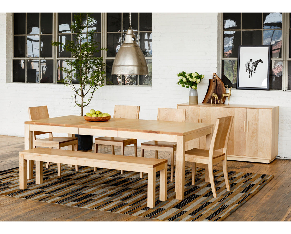 Stduio Bench, Studio Dining Table, Studio Chair, & Modern Sideboard in Maple