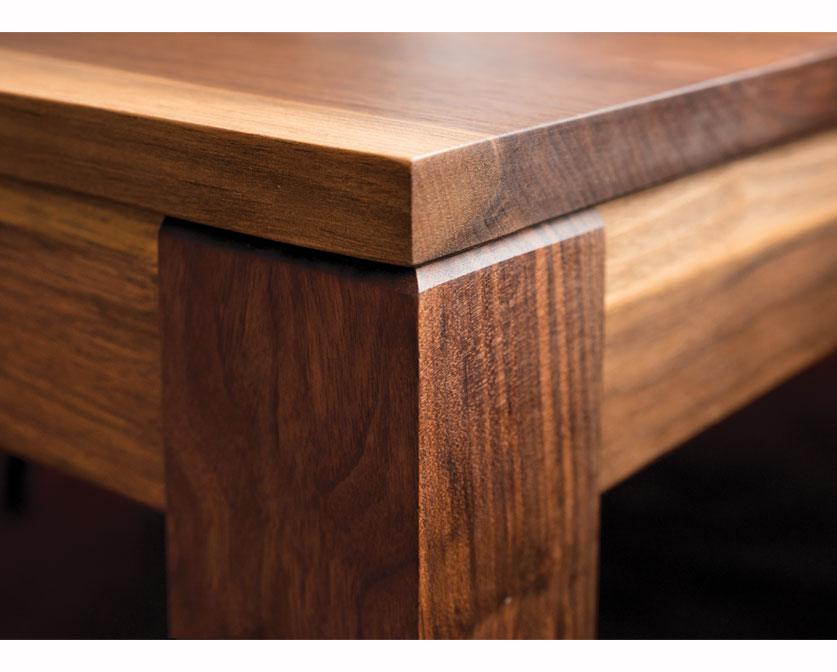 Studio Dining Table leg detail in Western Walnut