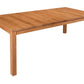 A rectangular wooden dining table with a warm medium-brown finish and visible wood grain, shown on a plain white background.
