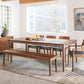 Whitman bench in Eastern Walnut shown with Whitman table, chairs, and sideboard. 
