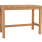 A light natural Oak wood butcher block island with a rectangular top, four legs, and a front support rail, shown on a plain white background.