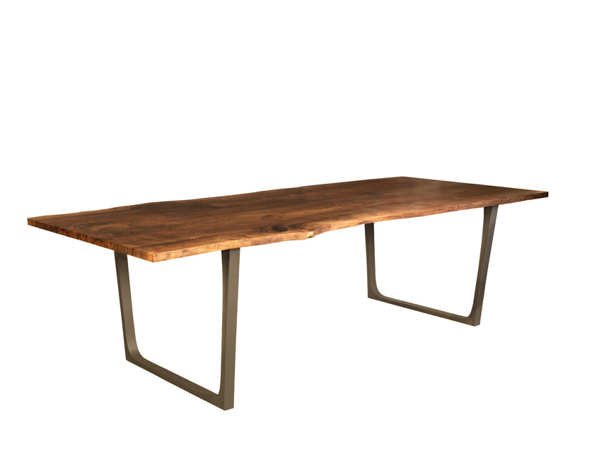 Argon Metal Base Live-Edge Table in Iron Finish