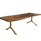 Talos Metal Base Live-Edge Table in Gold Finish