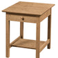 A small wooden side table with a single drawer, round wooden knob, and a lower shelf, shown on a plain white background.