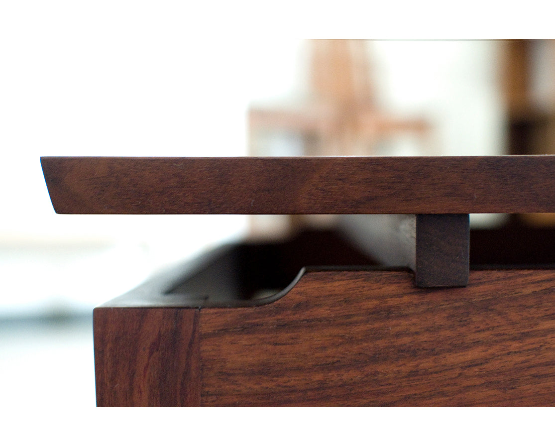 Hochberg Entry Table in Western Walnut Detail