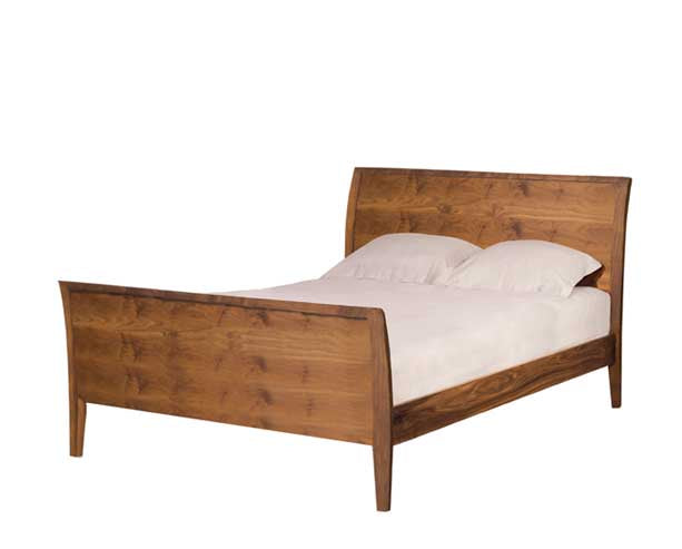 Queen Contemporary Sleigh Bed in Eastern Walnut Mattress Only