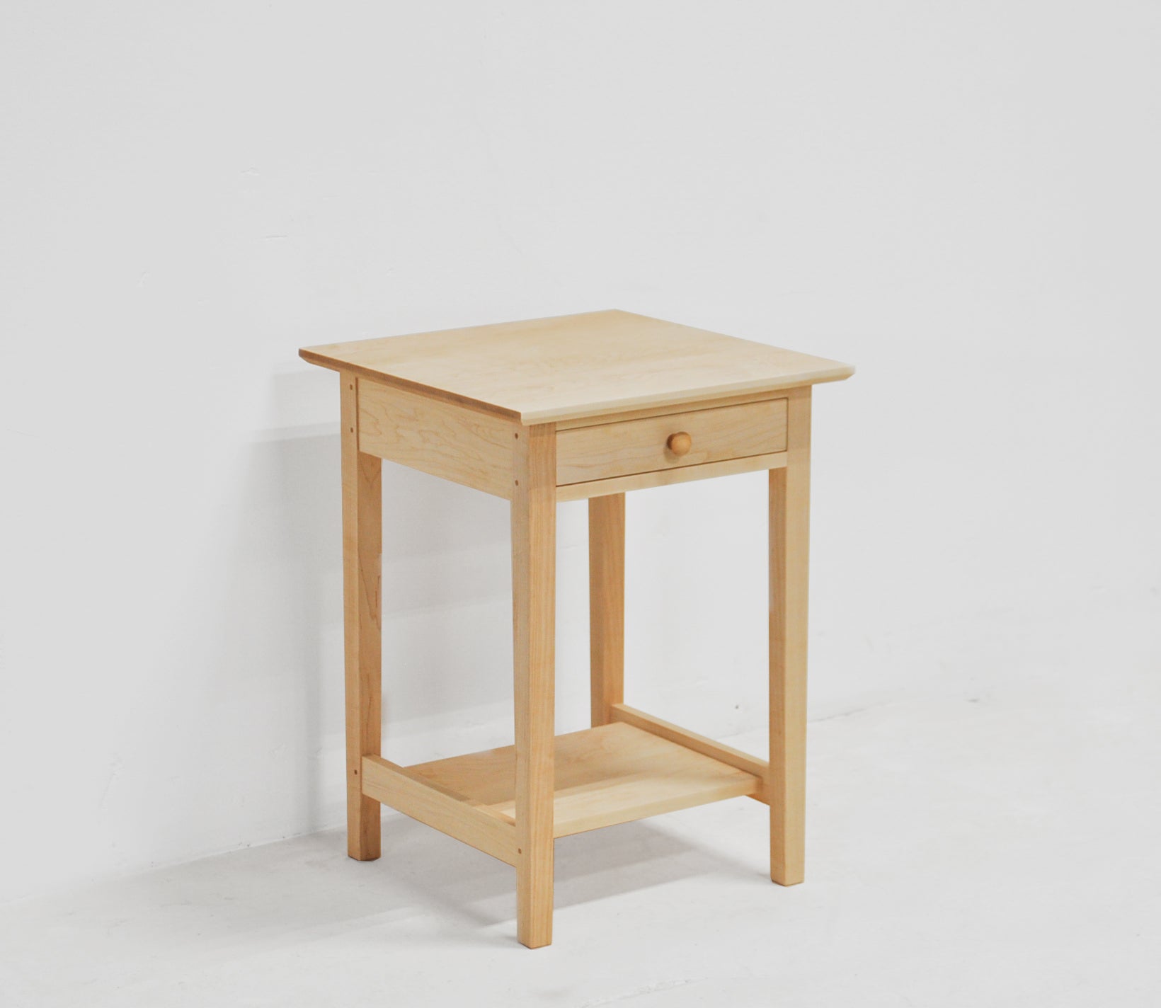 Maple Wood nightstand with white background
