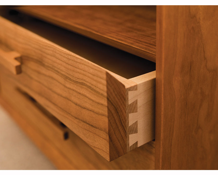 Cherry Modern Nightstand drawer detail