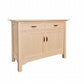 A Maple wood sideboard cabinet with two drawers on top and two paneled doors below, featuring dark wood handles, shown on a plain white background.