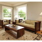 Modern Coffee Table in Eastern Walnut shown with Settle Sofa 