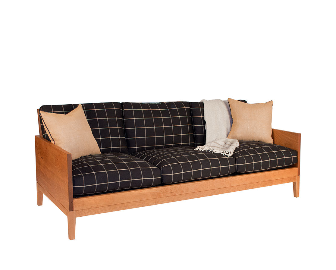 Clyde sofa in Cherry with special order fabric